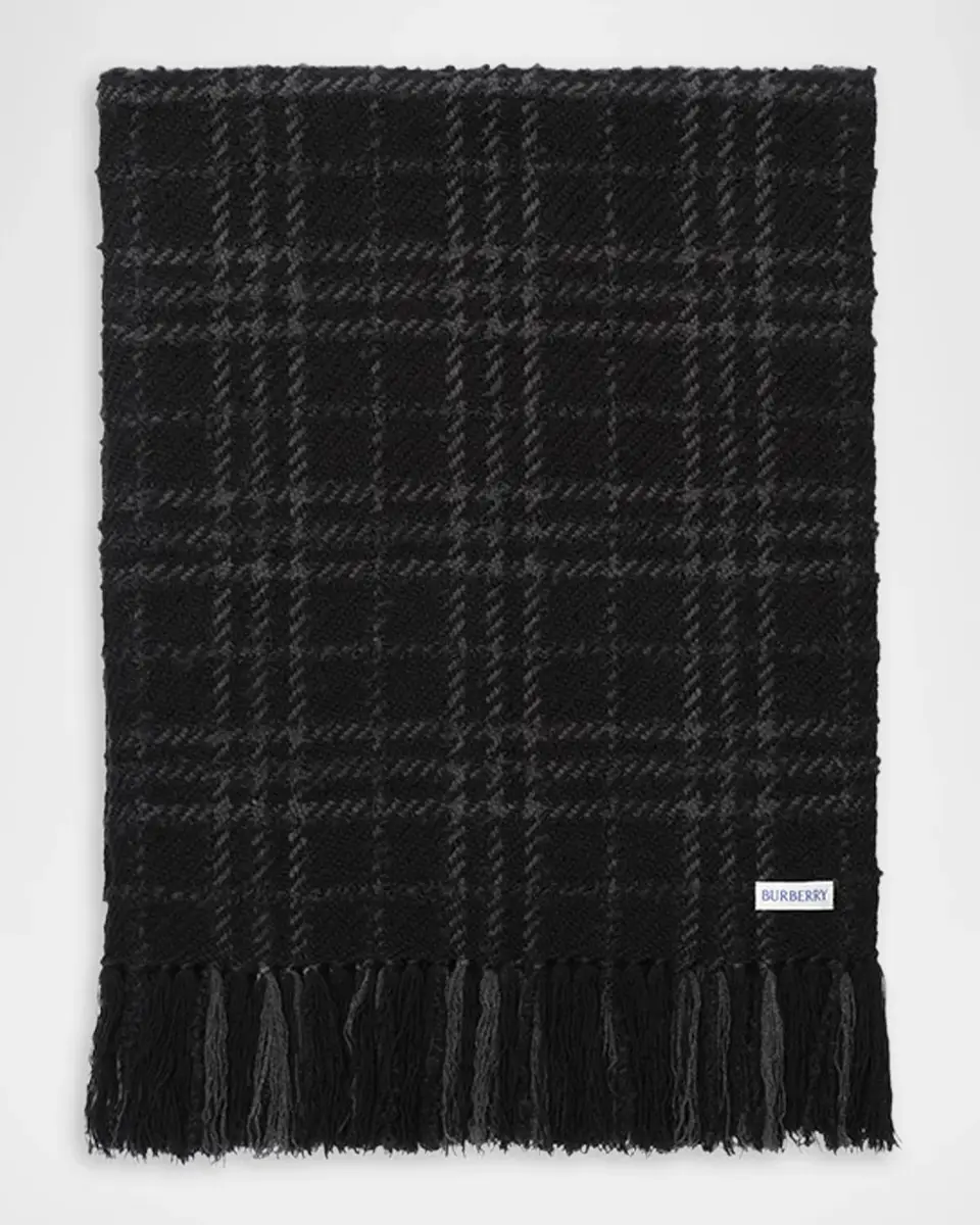 Burberry Embellished Check Boucle Scarf | Thumbnail 2 Burberry Embellished Check Boucle Scarf | Thumbnail 2