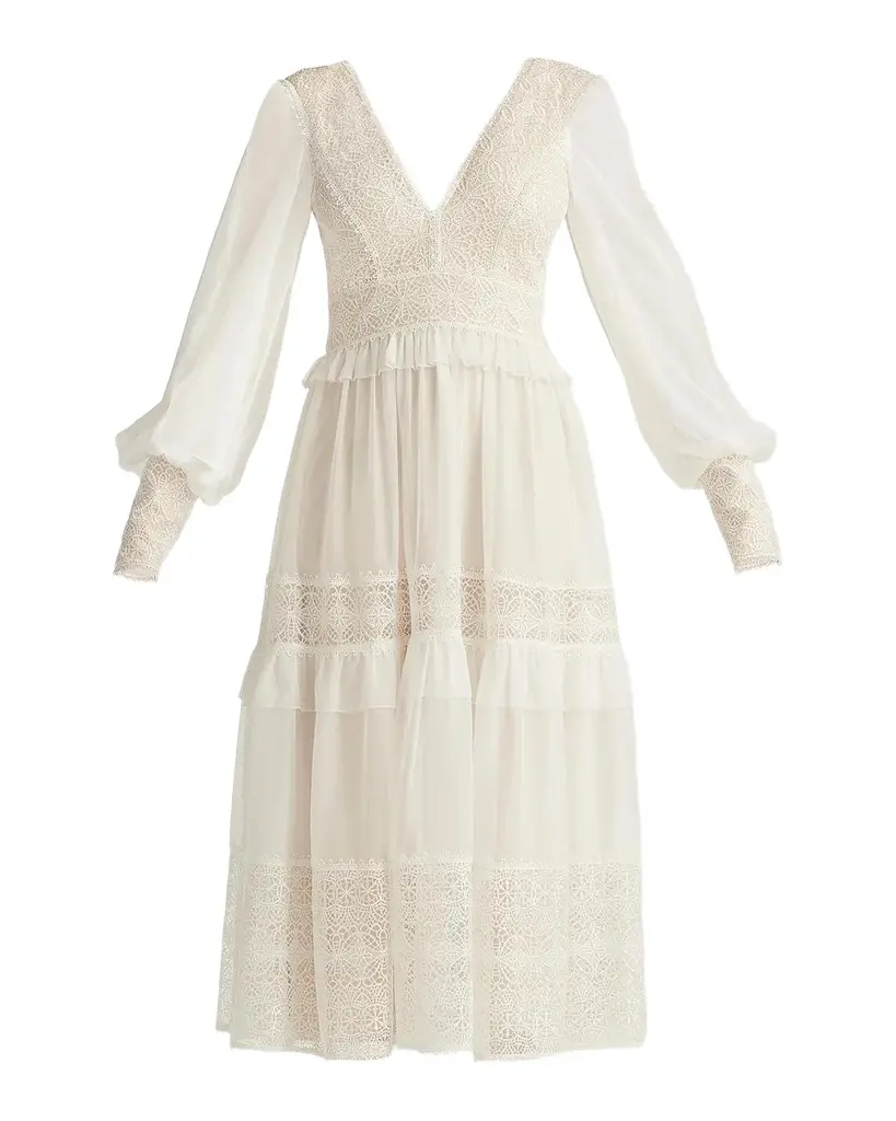 Tadashi Shoji Loic Lace Panel Midi Dress