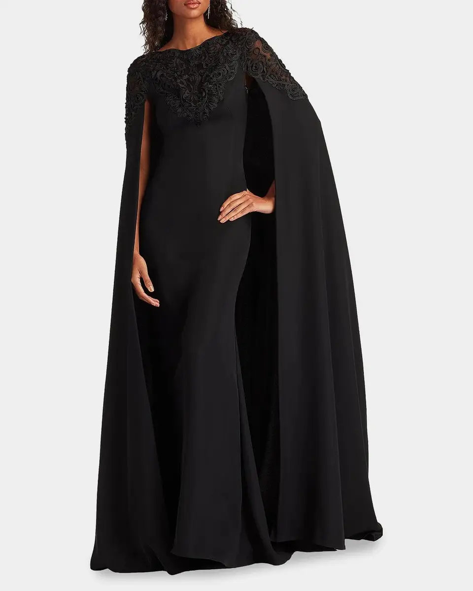 Tadashi Shoji Massaro Embroidered Cape Gown | Thumbnail 2