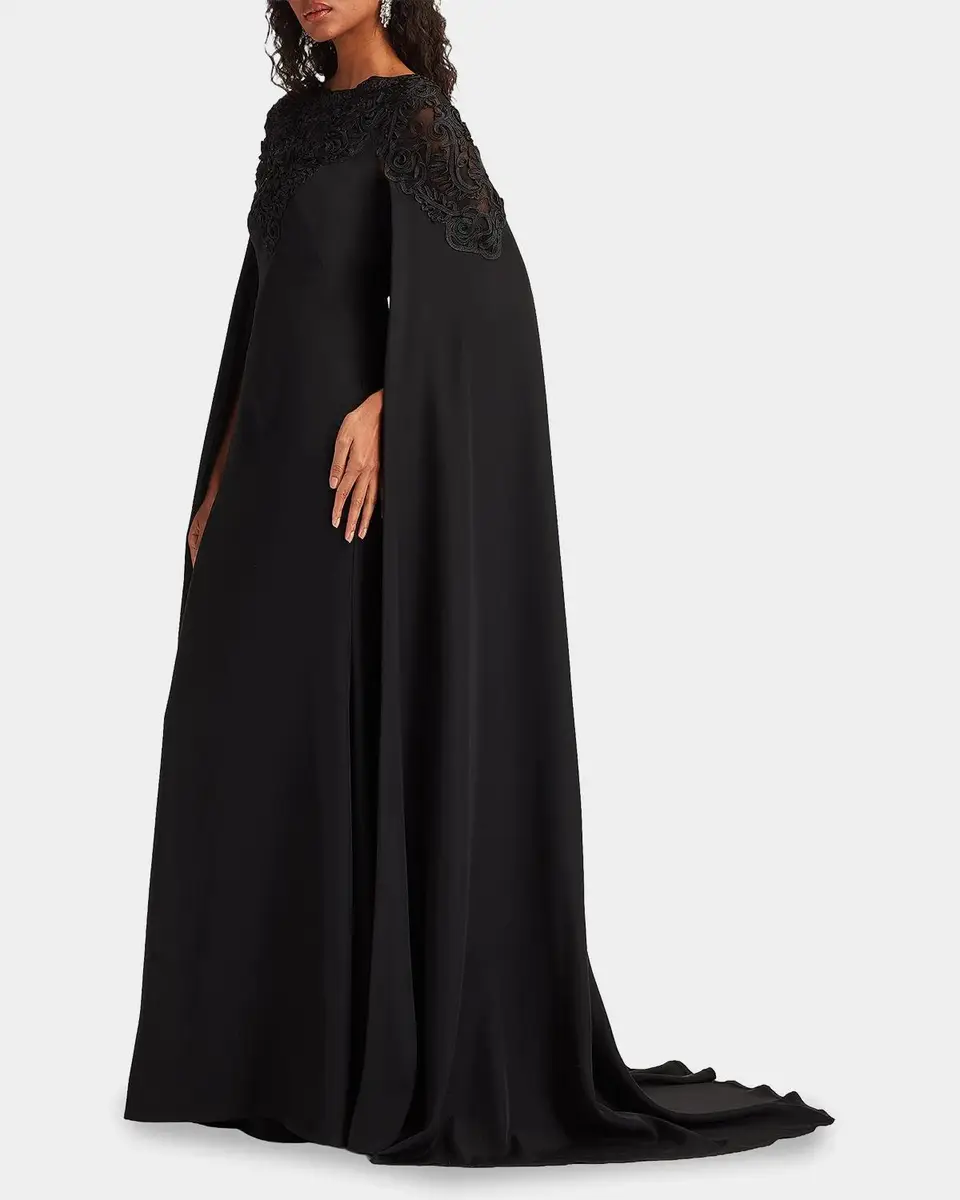 Tadashi Shoji Massaro Embroidered Cape Gown | Thumbnail 6