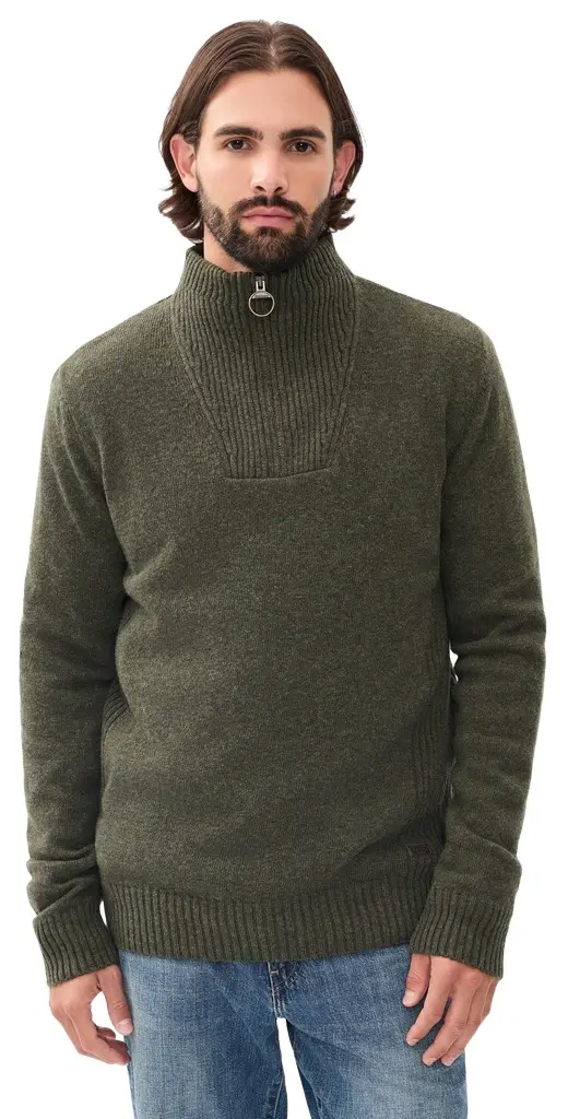 Barbour Nelson Quarter Zip Sweater eaweed | Image 1 Barbour Nelson Quarter Zip Sweater eaweed | Image 1