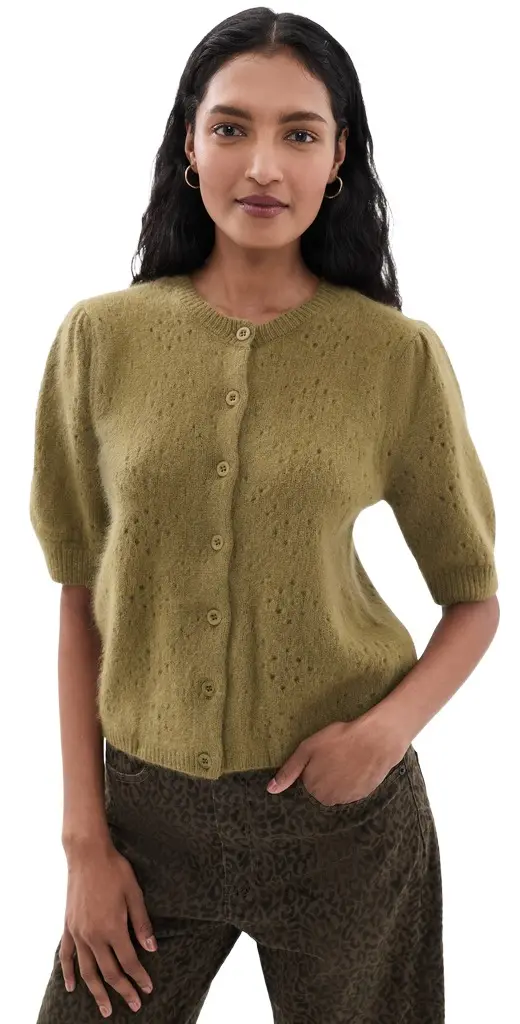 Frame The Cashmere Airy Cardi Deep Olive | Image 1 Frame The Cashmere Airy Cardi Deep Olive | Image 1