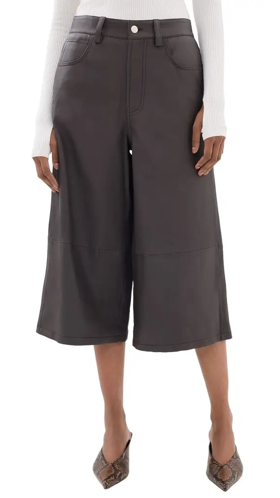 Staud Hunter Leather Culottes Earth | Image 1 Staud Hunter Leather Culottes Earth | Image 1