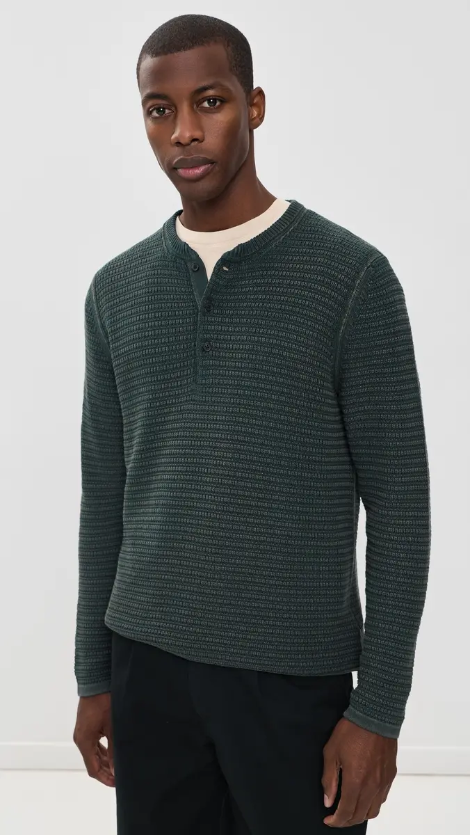 Billy Reid Garment-Dyed Links Henley | Thumbnail 3 Billy Reid Garment-Dyed Links Henley | Thumbnail 3