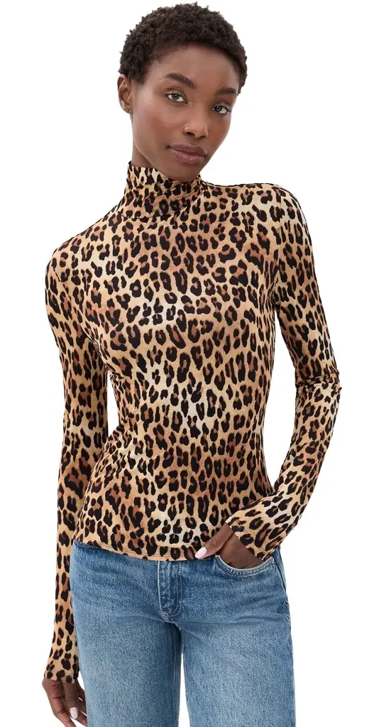 Alice + Olivia Delaina Turtleneck Top Spotted eopard | Image 1 Alice + Olivia Delaina Turtleneck Top Spotted eopard | Image 1