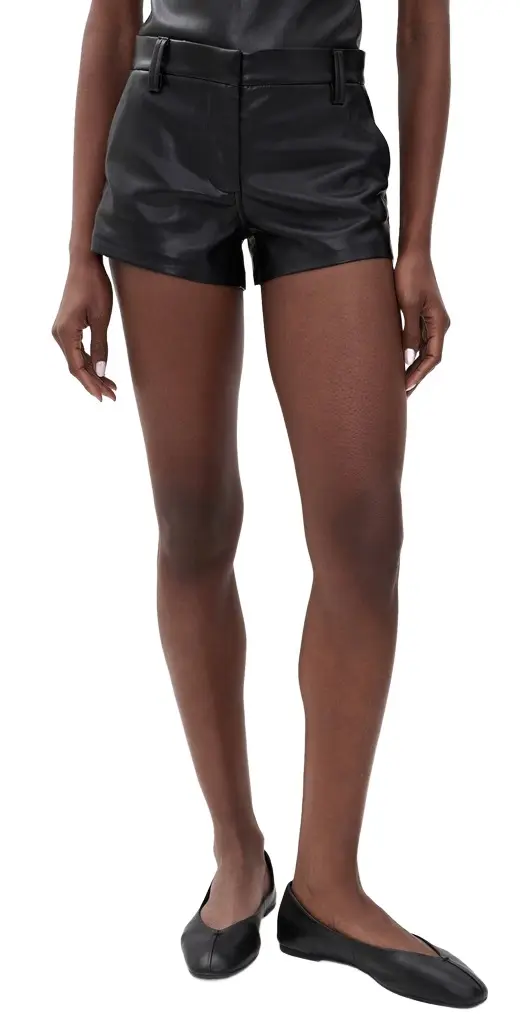 Joe's Jeans The Faux Leather Mini Trouser Shorts Black | Image 1 Joe's Jeans The Faux Leather Mini Trouser Shorts Black | Image 1