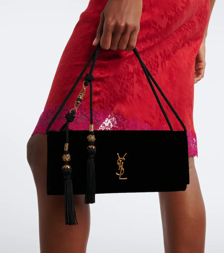 Saint Laurent Kate Small leather-lined velvet clutch | Thumbnail 7