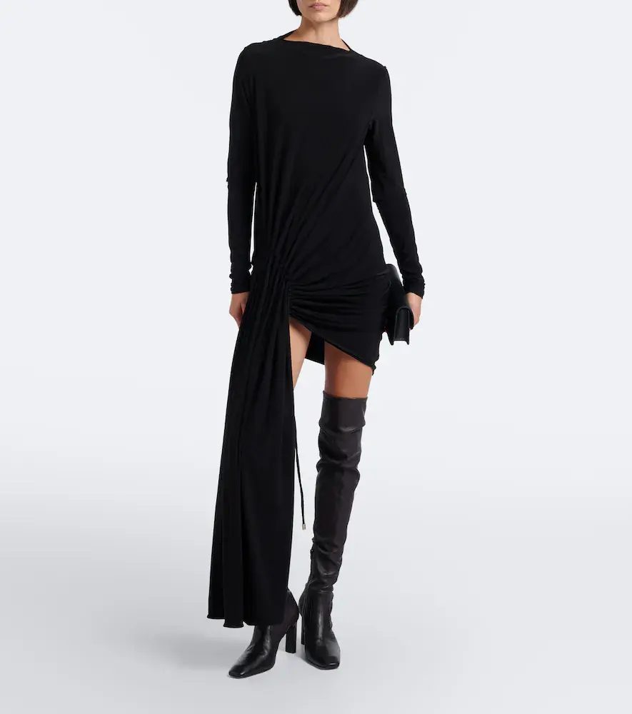 Sportmax Asymmetric gathered jersey minidress | Thumbnail 2