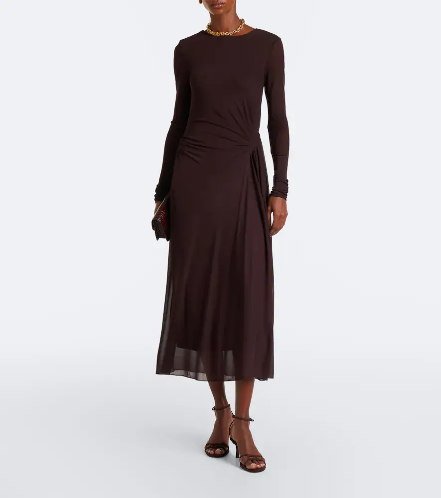 Max Mara Elegante gathered crêpe jersey midi dress | Thumbnail 2 Max Mara Elegante gathered crêpe jersey midi dress | Thumbnail 2
