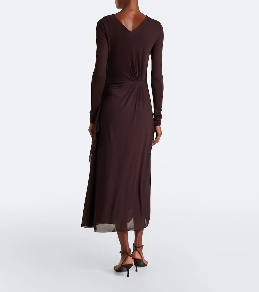 Max Mara Elegante gathered crêpe jersey midi dress | Thumbnail 5 Max Mara Elegante gathered crêpe jersey midi dress | Thumbnail 5