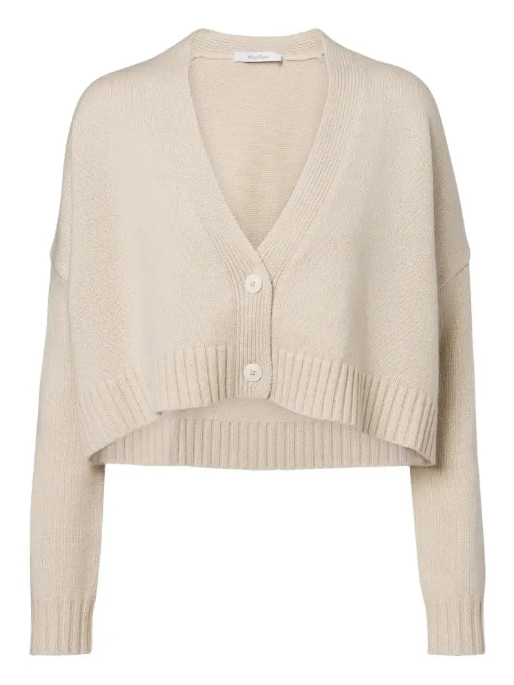 Cropped wool and cashmere cardigan