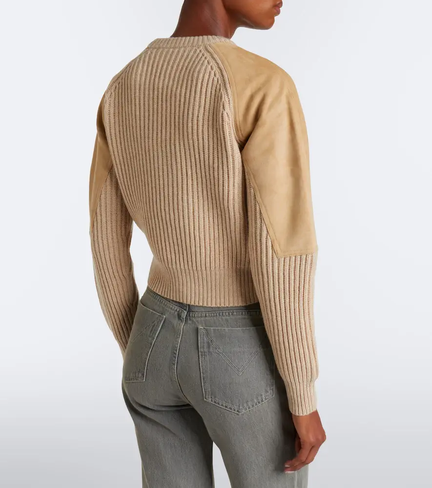 Max Mara Suede-paneled wool and cashmere sweater | Thumbnail 2 Max Mara Suede-paneled wool and cashmere sweater | Thumbnail 2