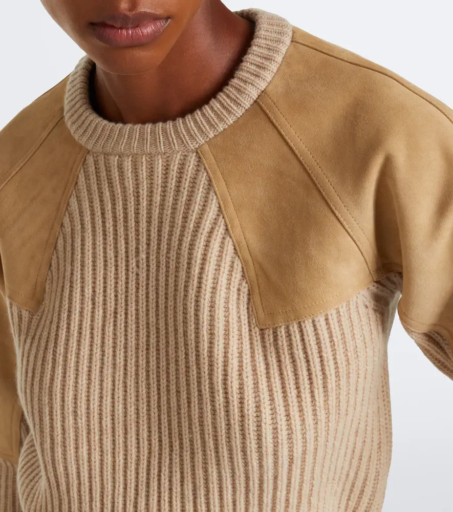 Max Mara Suede-paneled wool and cashmere sweater | Thumbnail 4 Max Mara Suede-paneled wool and cashmere sweater | Thumbnail 4