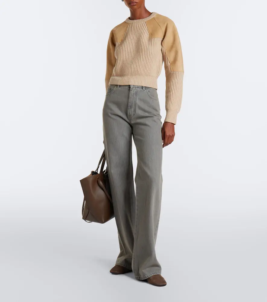 Max Mara Suede-paneled wool and cashmere sweater | Thumbnail 5 Max Mara Suede-paneled wool and cashmere sweater | Thumbnail 5