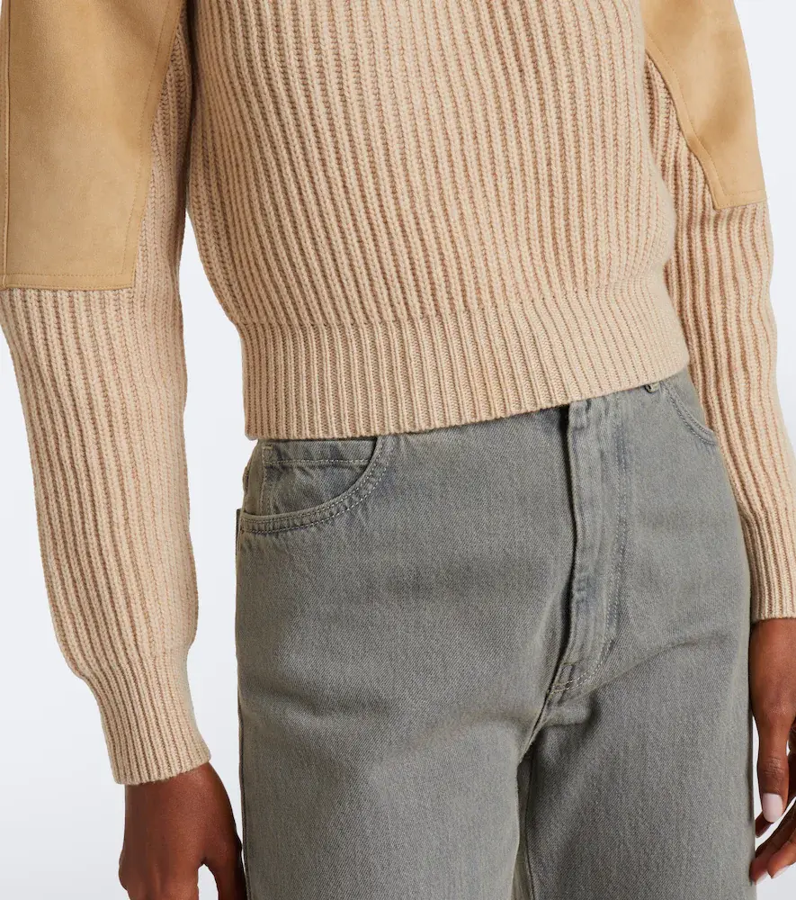 Max Mara Suede-paneled wool and cashmere sweater | Thumbnail 6 Max Mara Suede-paneled wool and cashmere sweater | Thumbnail 6