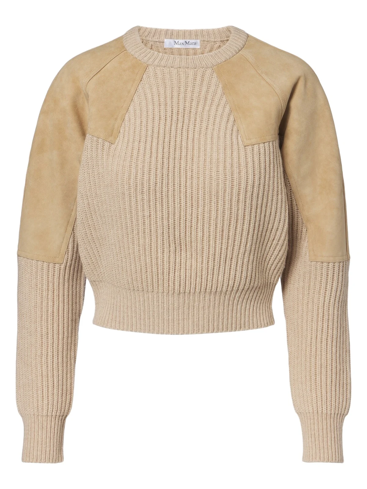 Max Mara Suede-paneled wool and cashmere sweater