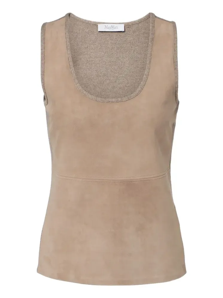 Wool and cashmere-paneled suede top