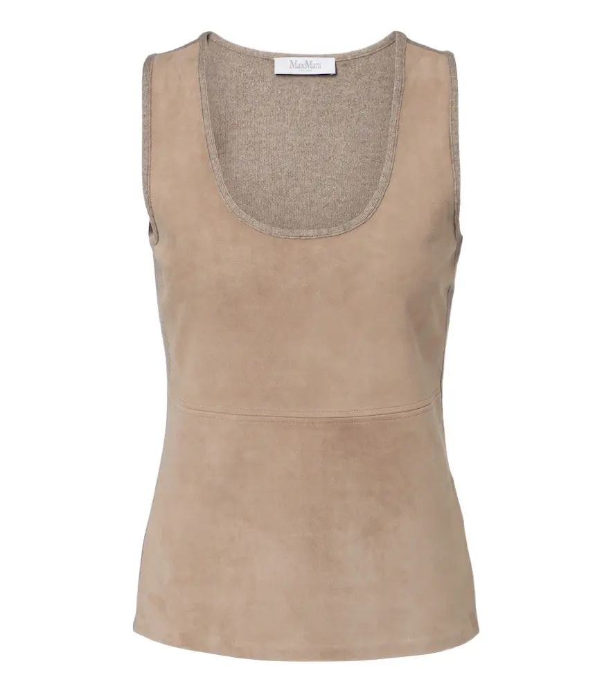 Max Mara Wool and cashmere-paneled suede top | Image 1 Max Mara Wool and cashmere-paneled suede top | Image 1