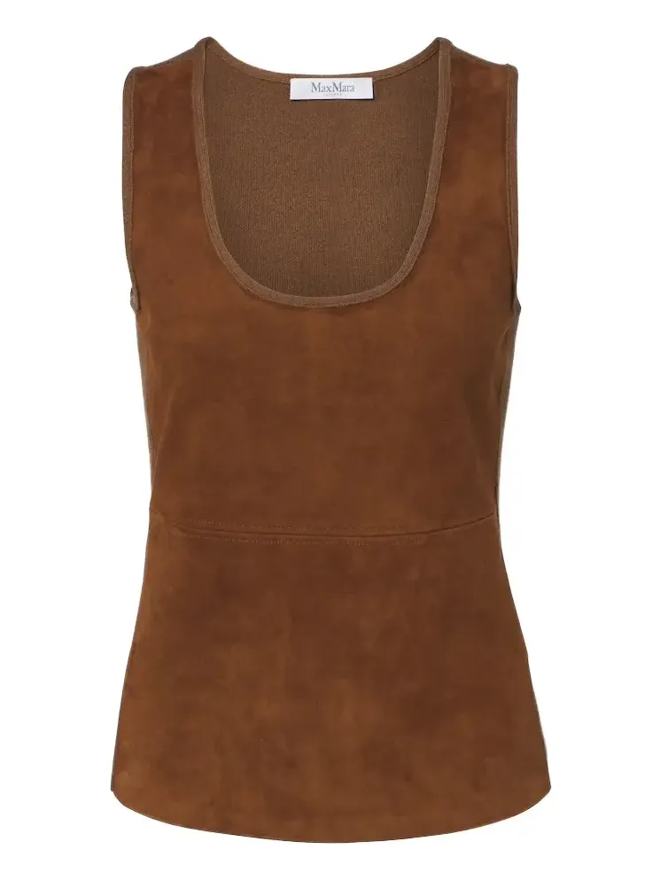 Wool and cashmere-paneled suede top Wool and cashmere-paneled suede top