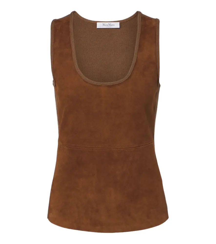 Max Mara Wool and cashmere-paneled suede top | Image 1 Max Mara Wool and cashmere-paneled suede top | Image 1