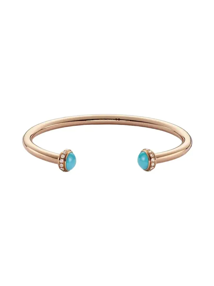 Possession 18kt rose gold cuff bracelet with diamonds and turquoise