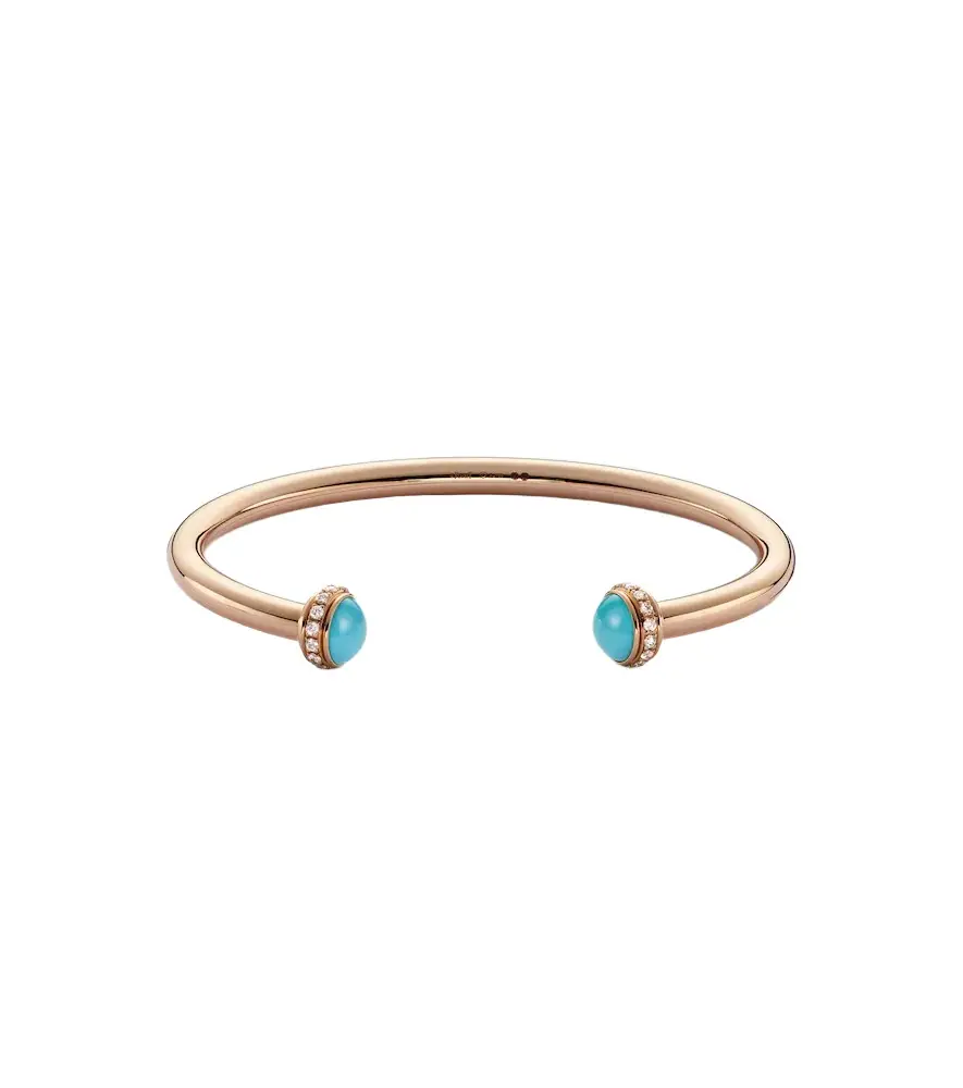 Piaget Possession 18kt rose gold cuff bracelet with diamonds and turquoise