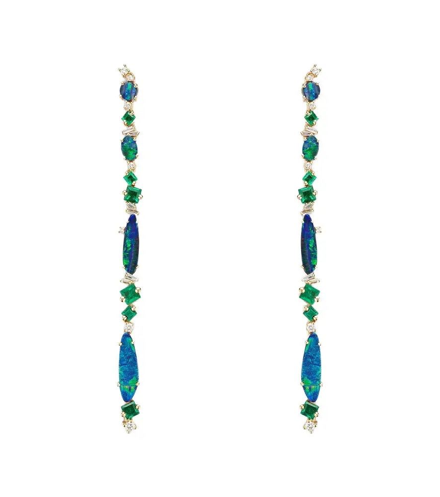 Suzanne Kalan 18kt gold drop earrings with gemstones | Image 1 Suzanne Kalan 18kt gold drop earrings with gemstones | Image 1