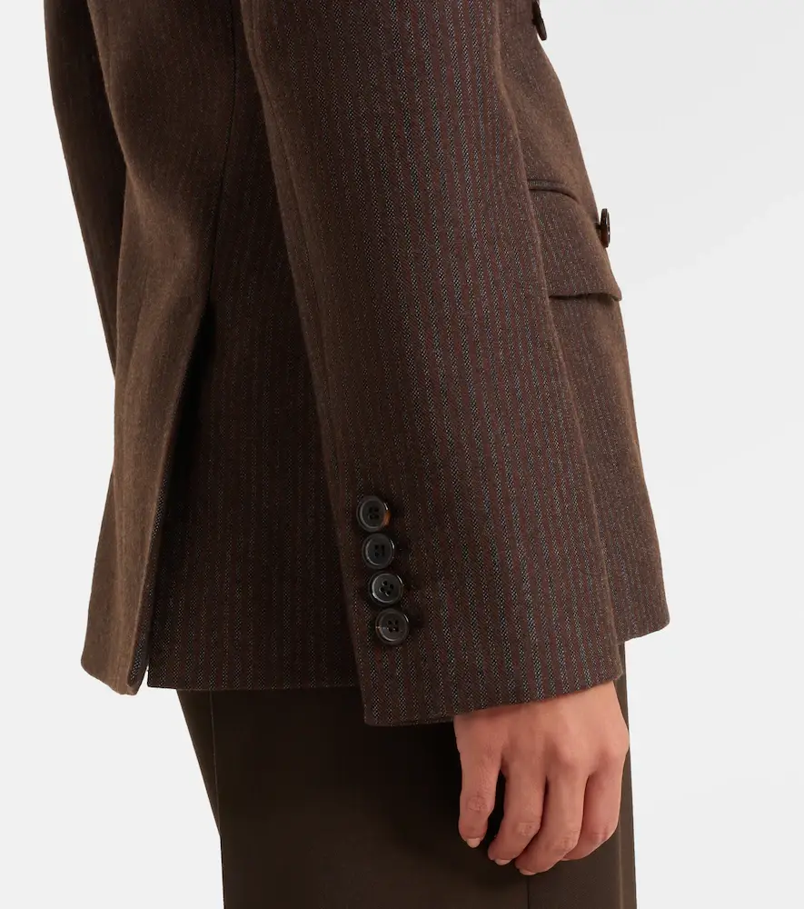 Alexander McQueen Draped pinstripe wool blazer | Thumbnail 2