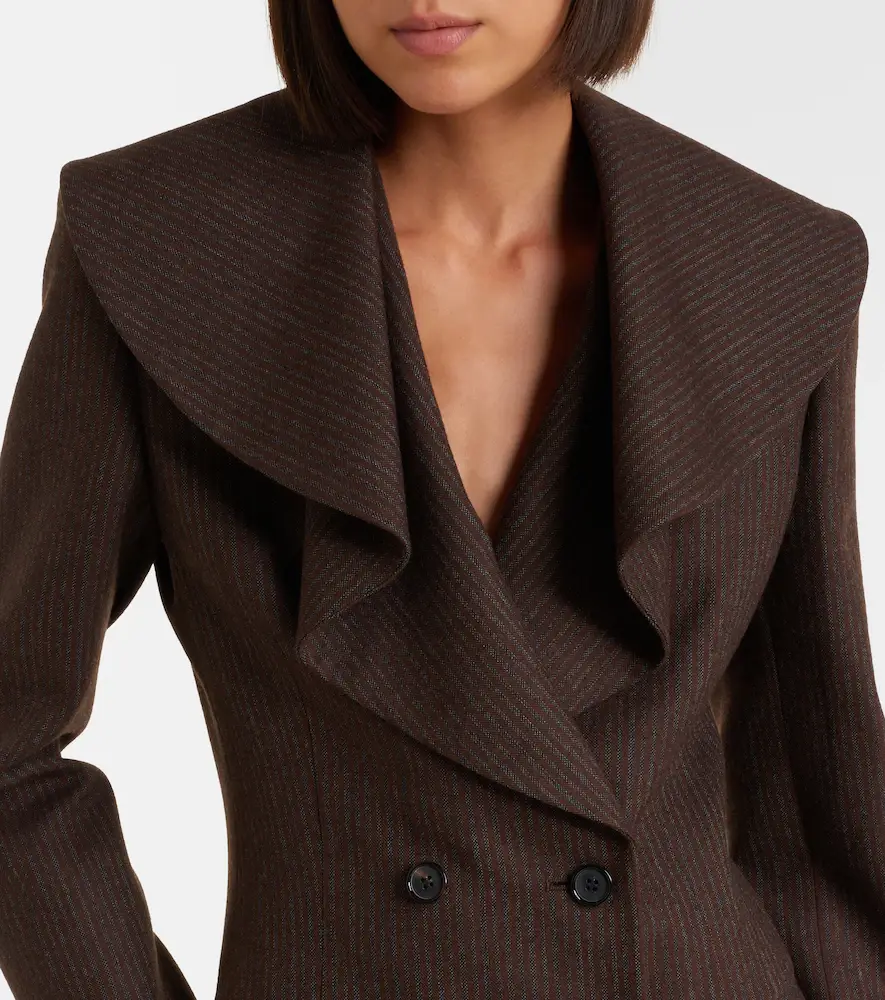 Alexander McQueen Draped pinstripe wool blazer | Thumbnail 4