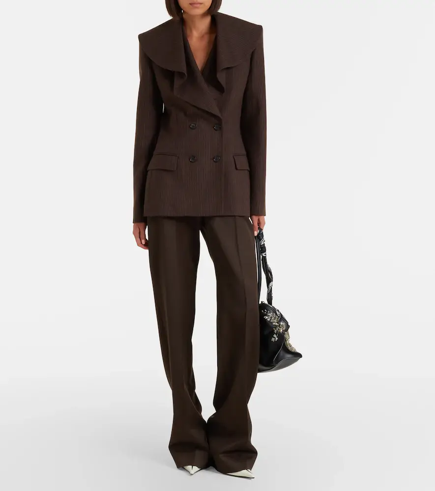 Alexander McQueen Draped pinstripe wool blazer | Thumbnail 5