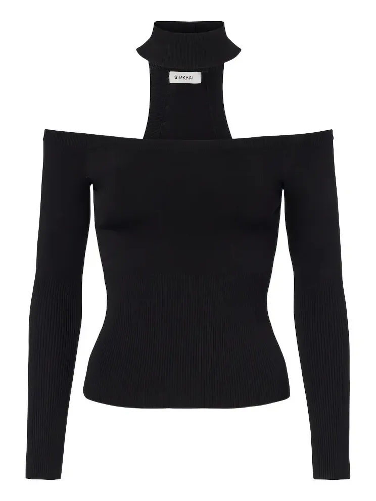 Lila off-shoulder ribbed-knit top Lila off-shoulder ribbed-knit top