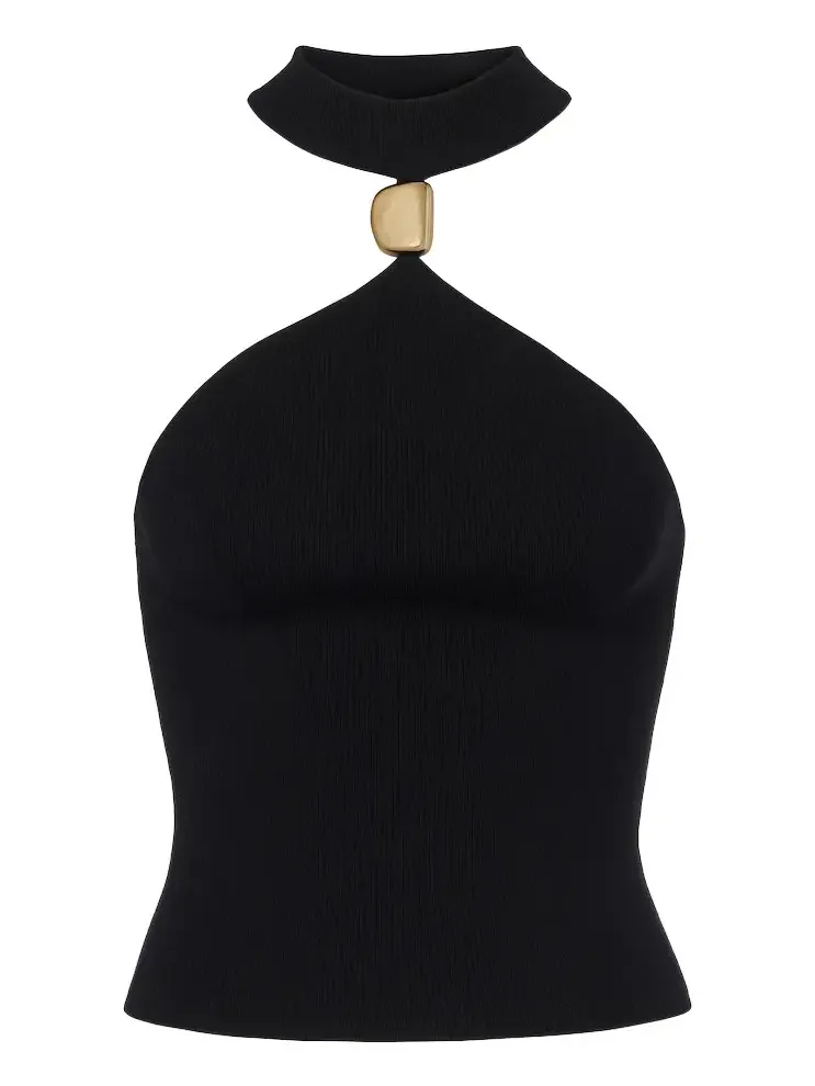 Renlen embellished halterneck wool top Renlen embellished halterneck wool top