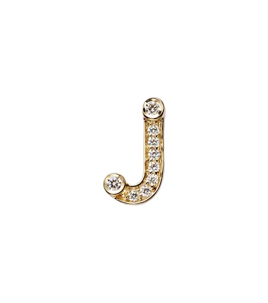 Sophie Bille Brahe Petite J 18kt gold single earring with diamonds | Image 1 Sophie Bille Brahe Petite J 18kt gold single earring with diamonds | Image 1