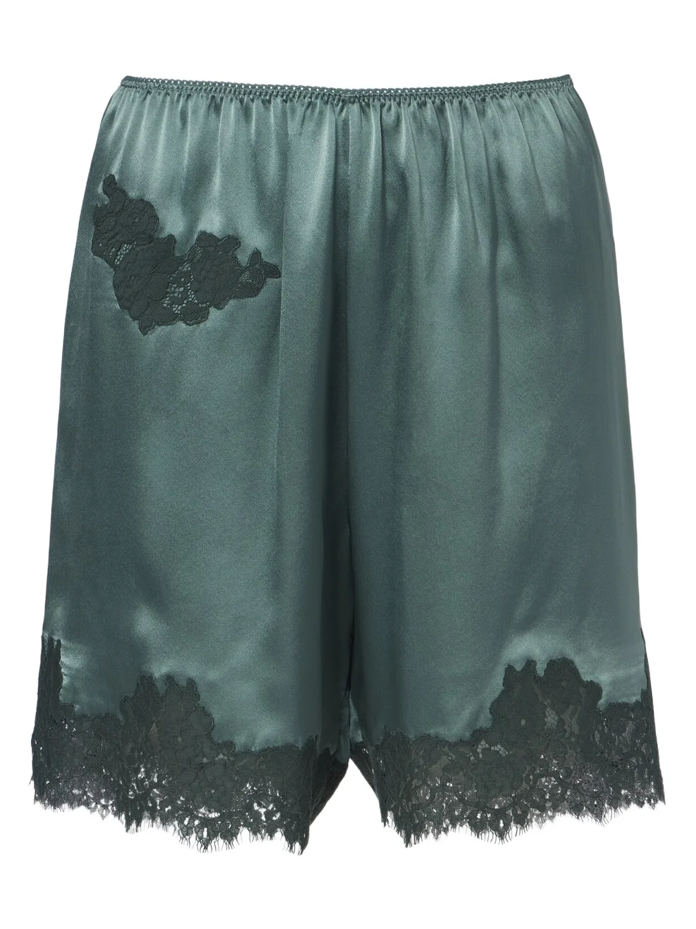 Dôen Irsa lace-trimmed silk satin shorts
