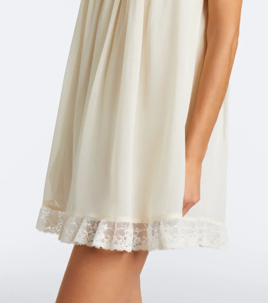 DÔEN Dôen Penelope lace-trimmed silk georgette minidress | Thumbnail 3 DÔEN Dôen Penelope lace-trimmed silk georgette minidress | Thumbnail 3