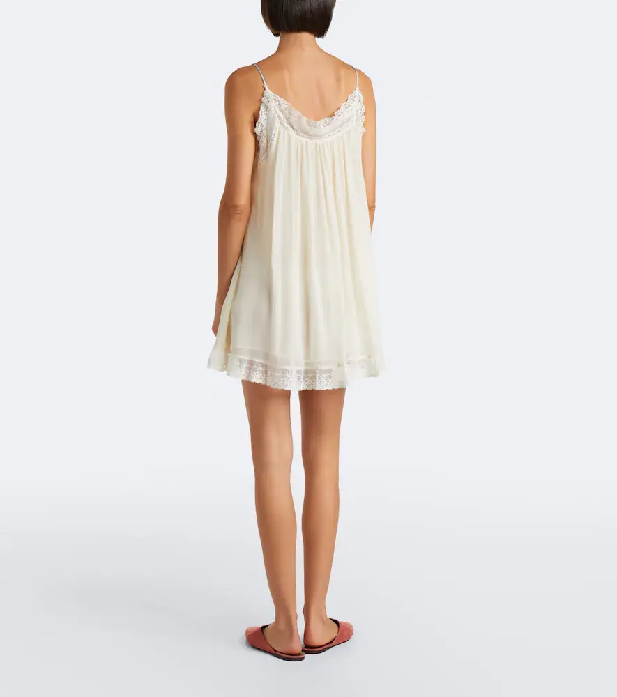 DÔEN Dôen Penelope lace-trimmed silk georgette minidress | Thumbnail 4 DÔEN Dôen Penelope lace-trimmed silk georgette minidress | Thumbnail 4
