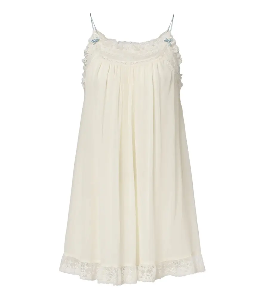 DÔEN Dôen Penelope lace-trimmed silk georgette minidress