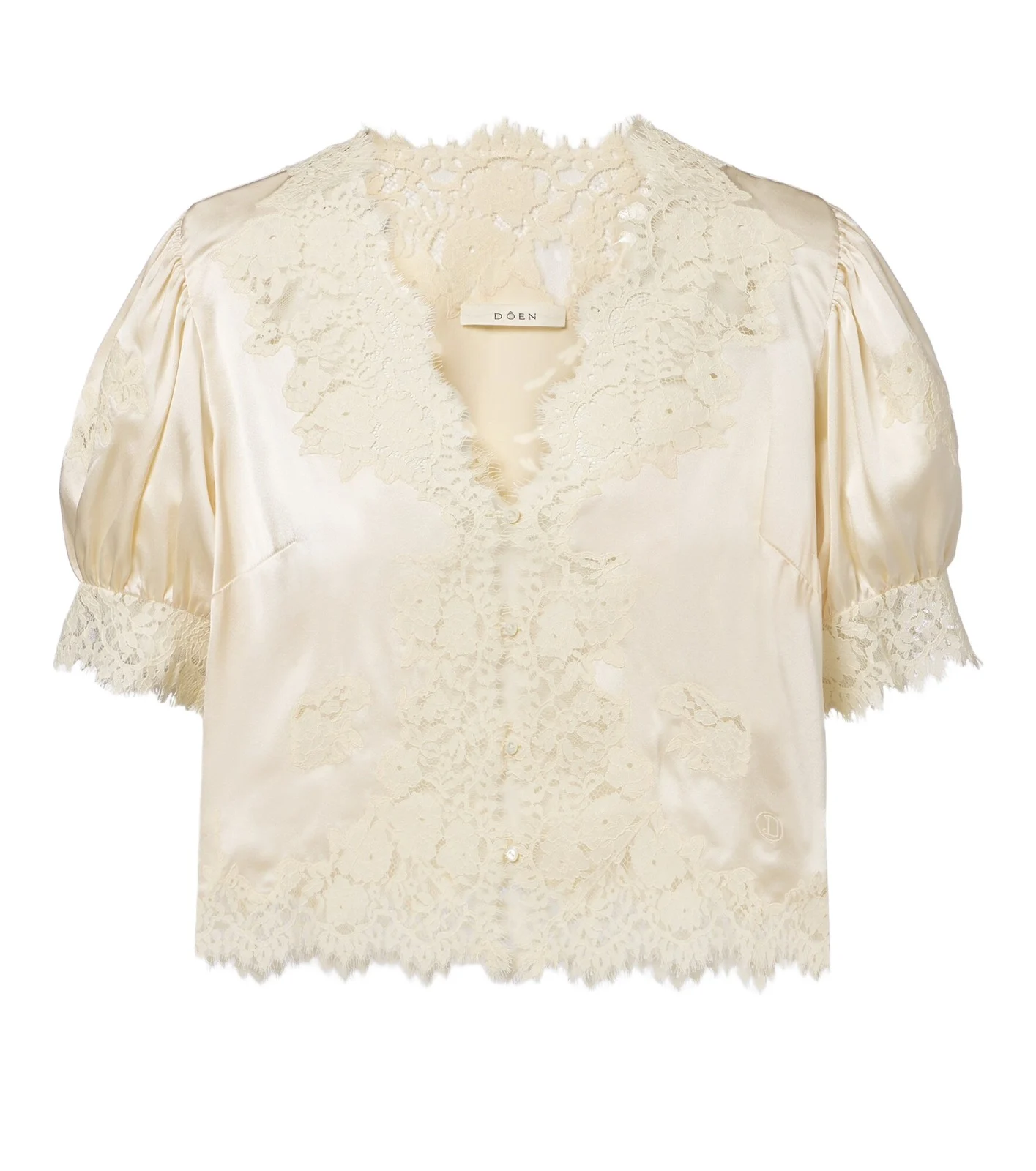 Dôen Idella lace-trimmed silk satin top Dôen Idella lace-trimmed silk satin top