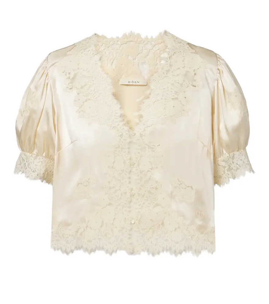 DÔEN Dôen Idella lace-trimmed silk satin top | Image 1 DÔEN Dôen Idella lace-trimmed silk satin top | Image 1