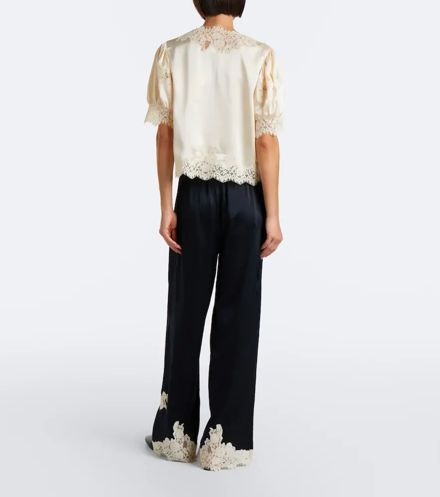 DÔEN Dôen Lavon lace-trimmed silk satin wide-leg pants | Thumbnail 5 DÔEN Dôen Lavon lace-trimmed silk satin wide-leg pants | Thumbnail 5