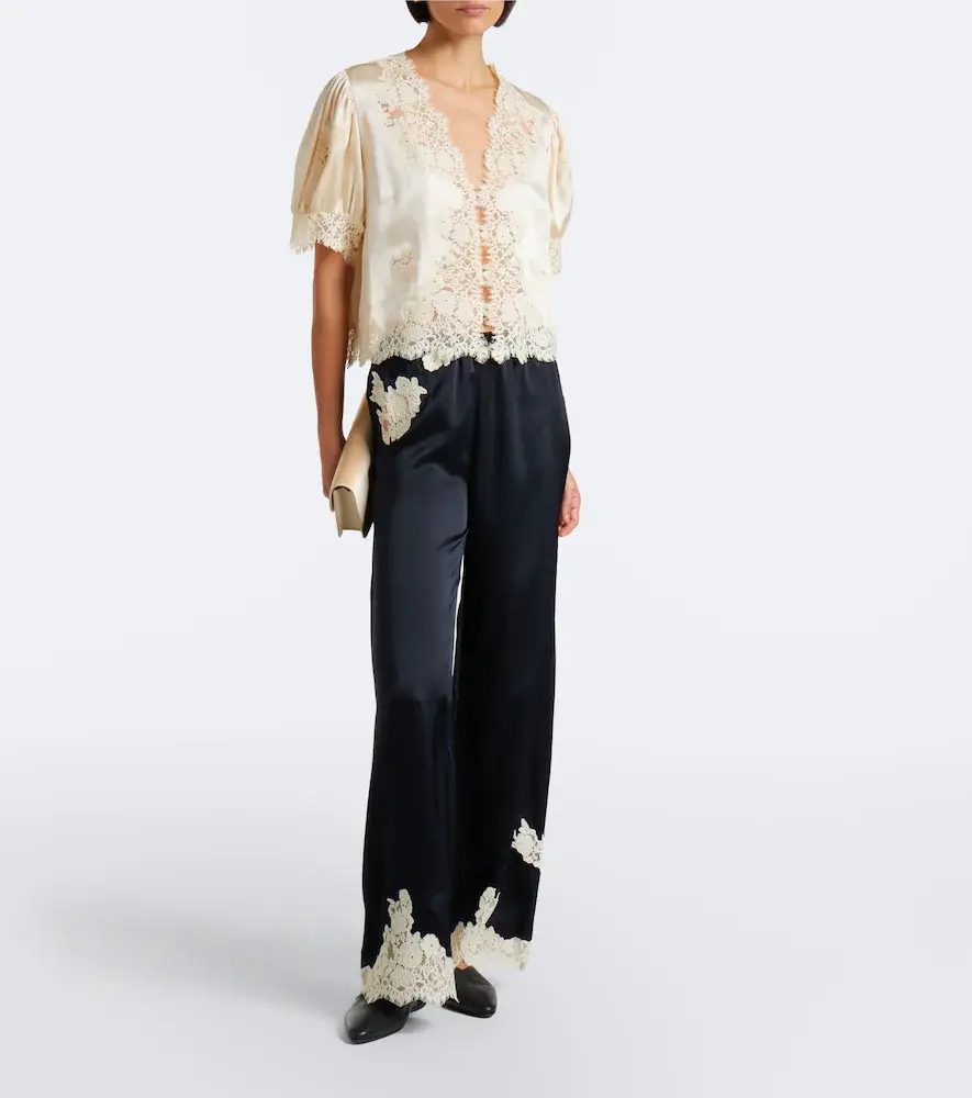 DÔEN Dôen Lavon lace-trimmed silk satin wide-leg pants | Thumbnail 6 DÔEN Dôen Lavon lace-trimmed silk satin wide-leg pants | Thumbnail 6