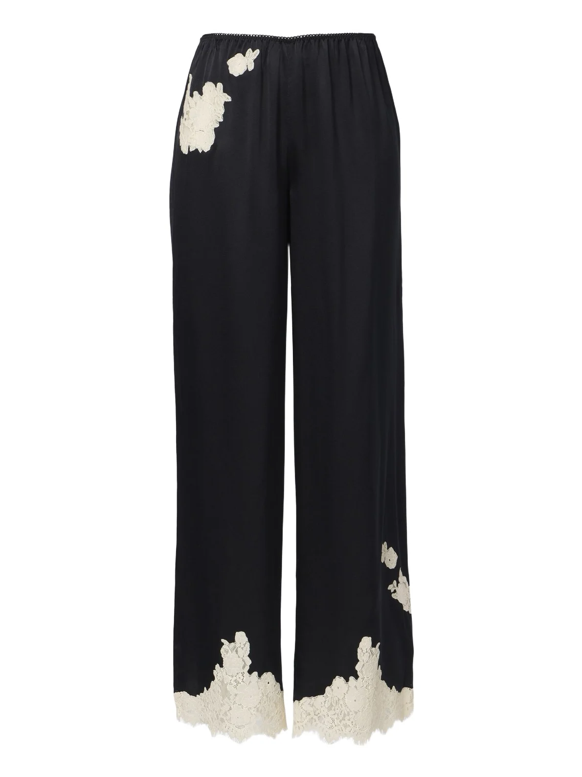 Dôen Lavon lace-trimmed silk satin wide-leg pants