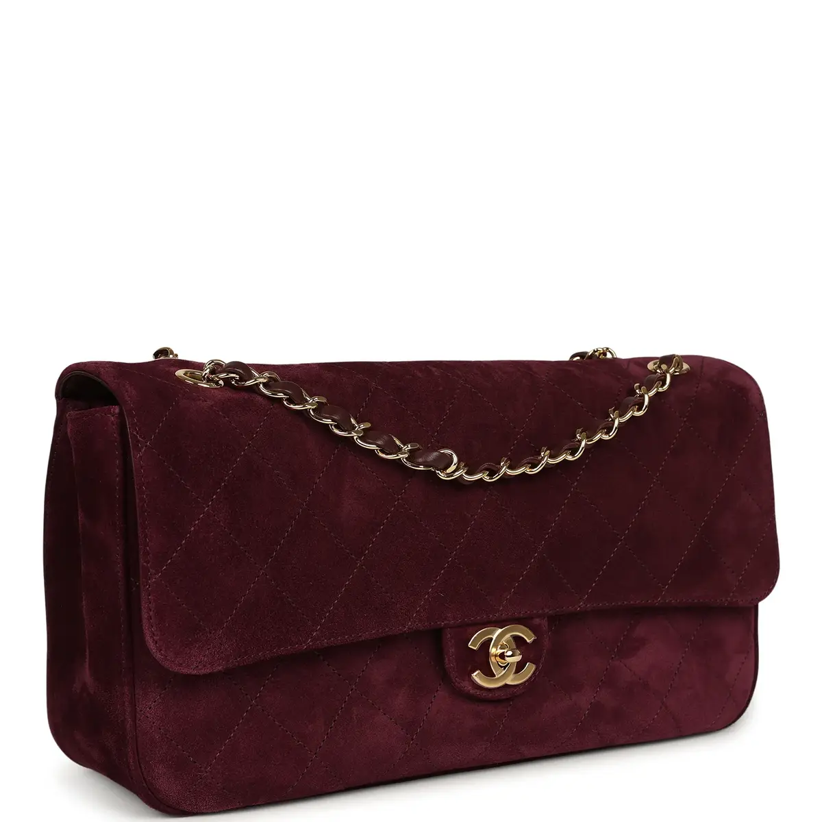 Chanel Chanel Maxi "Souplissimo" Small Flap Bag Burgundy Suede Gold Hardware | Thumbnail 2 Chanel Chanel Maxi "Souplissimo" Small Flap Bag Burgundy Suede Gold Hardware | Thumbnail 2