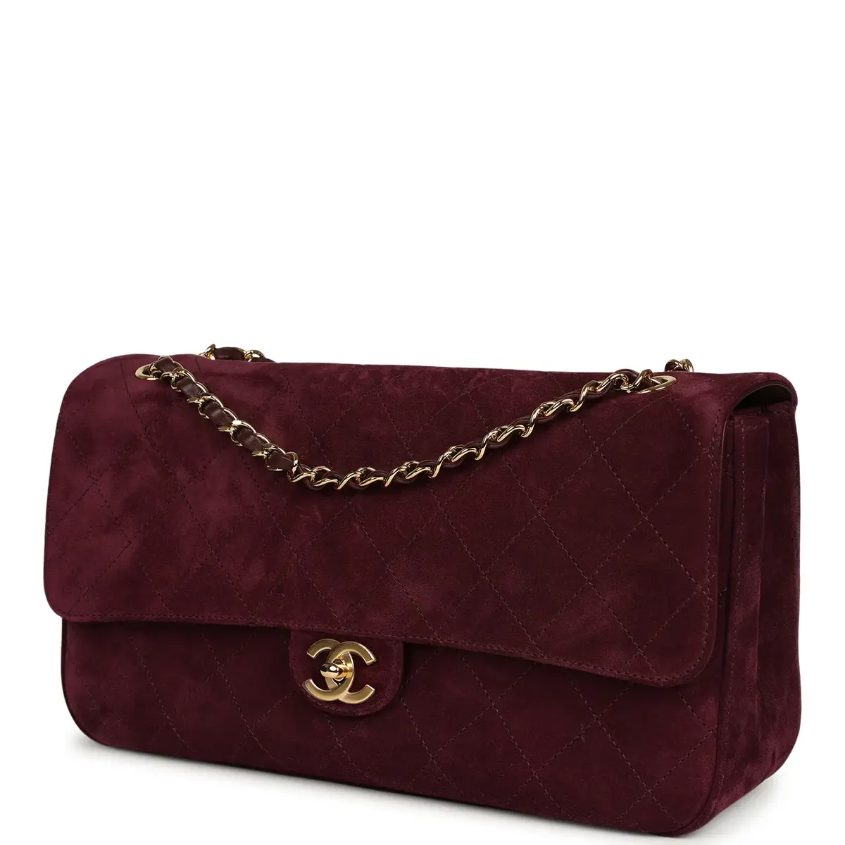 Chanel Chanel Maxi "Souplissimo" Small Flap Bag Burgundy Suede Gold Hardware | Thumbnail 5 Chanel Chanel Maxi "Souplissimo" Small Flap Bag Burgundy Suede Gold Hardware | Thumbnail 5