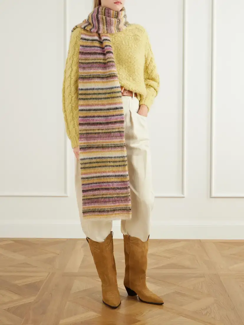 Isabel Marant Mouna Striped Mohair-blend Scarf | Thumbnail 2 Isabel Marant Mouna Striped Mohair-blend Scarf | Thumbnail 2