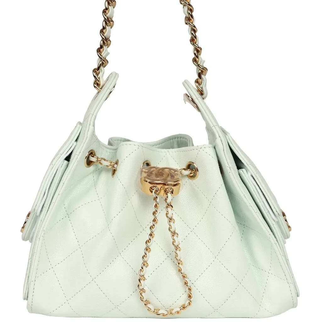 Chanel Chanel Mini 25 Hobo Bag Light Blue Caviar Gold Hardware | Image 1 Chanel Chanel Mini 25 Hobo Bag Light Blue Caviar Gold Hardware | Image 1