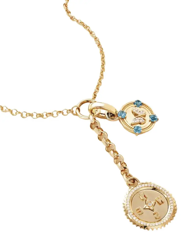 Foundrae Internal Compass Reverie18-karat Gold, Topaz And Diamond Pendant Necklace | Image 1 Foundrae Internal Compass Reverie18-karat Gold, Topaz And Diamond Pendant Necklace | Image 1