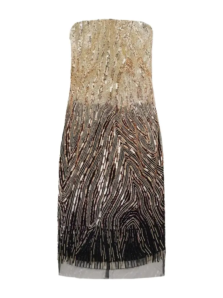 Oscar de la Renta Strapless Bead And Sequin-embellished Tulle Midi Dress | Image 1 Oscar de la Renta Strapless Bead And Sequin-embellished Tulle Midi Dress | Image 1