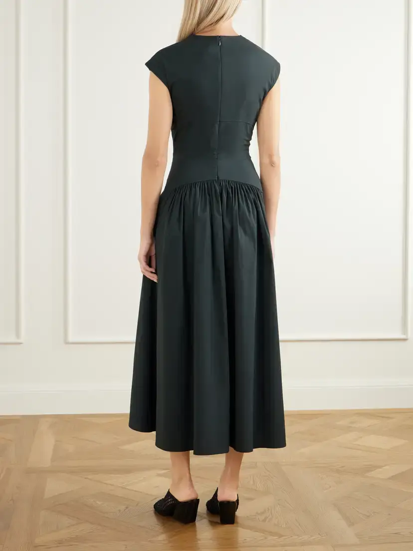 Proenza Schouler White Label Nyssa Gathered Stretch Cotton-blend Midi Dress | Thumbnail 3 Proenza Schouler White Label Nyssa Gathered Stretch Cotton-blend Midi Dress | Thumbnail 3