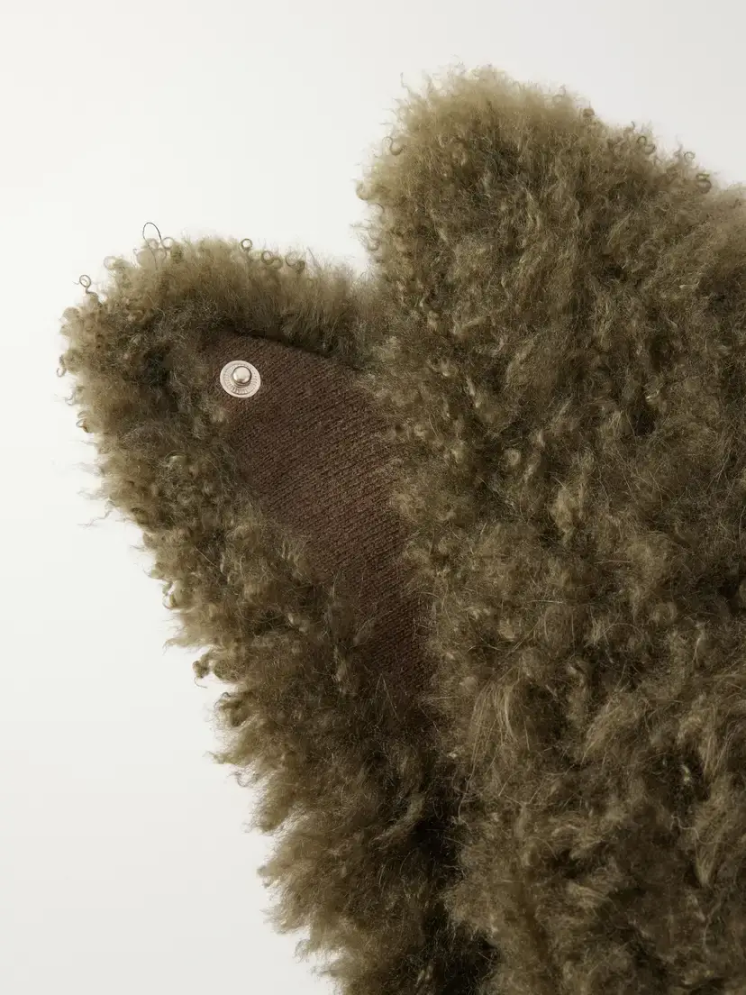 Yves Salomon Shearling And Wool Scarf - Green | Thumbnail 3 Yves Salomon Shearling And Wool Scarf - Green | Thumbnail 3